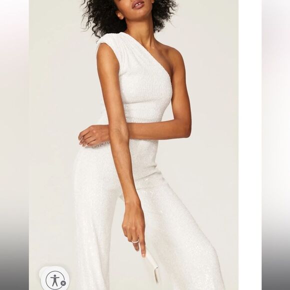 Nookie Treasure Sequin Jumpsuit in White M - Picture 2 of 13